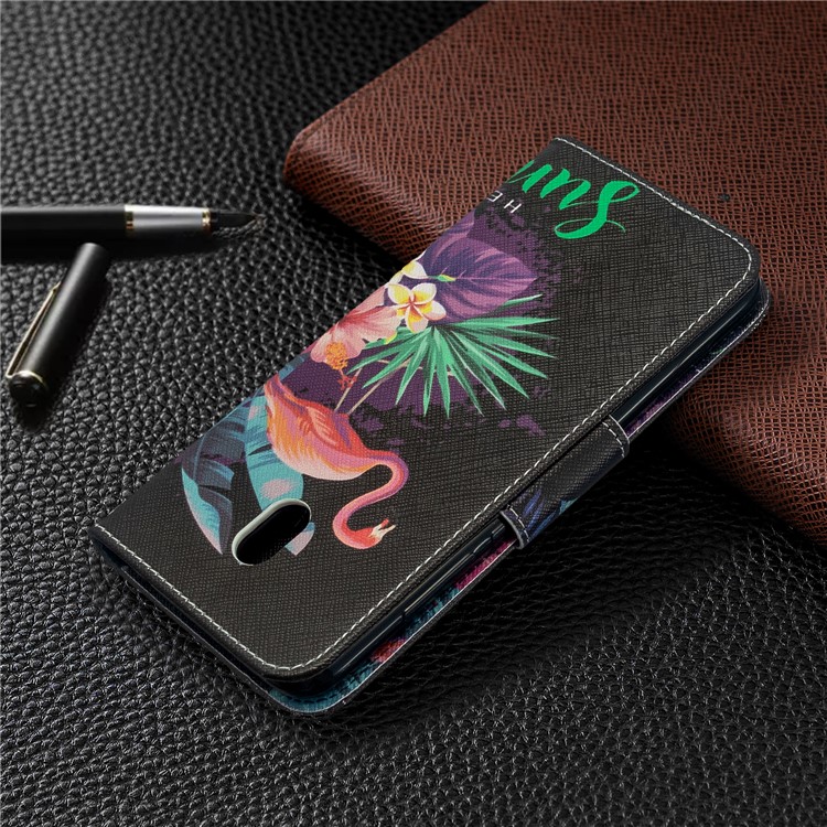 Pattern Printing Magnetic Leather Stand Case for Xiaomi Redmi 8A - Crane and Flowers-8