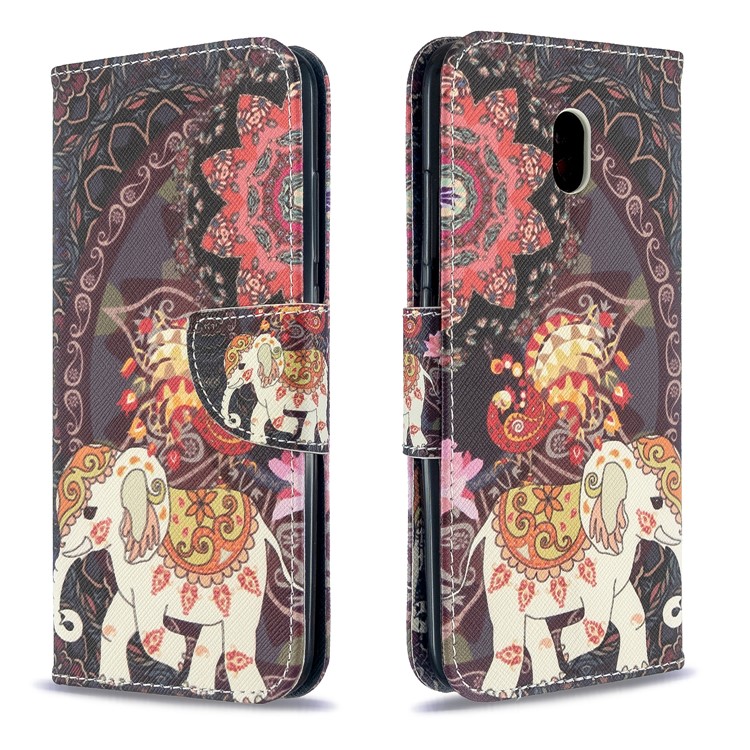 Pattern Printing Magnetic Leather Stand Case for Xiaomi Redmi 8A - Flower and Elephant-4