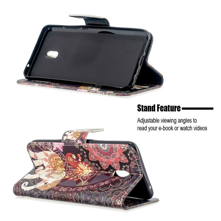 Pattern Printing Magnetic Leather Stand Case for Xiaomi Redmi 8A - Flower and Elephant-5