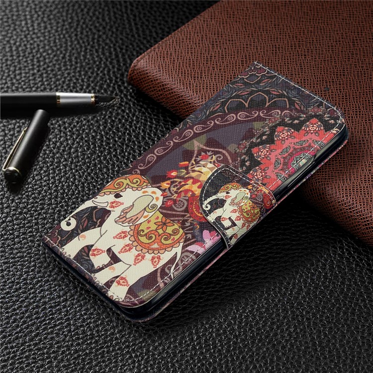 Pattern Printing Magnetic Leather Stand Case for Xiaomi Redmi 8A - Flower and Elephant-7