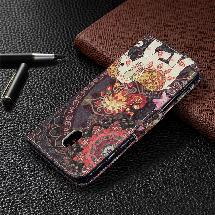 Pattern Printing Magnetic Leather Stand Case for Xiaomi Redmi 8A - Flower and Elephant-8