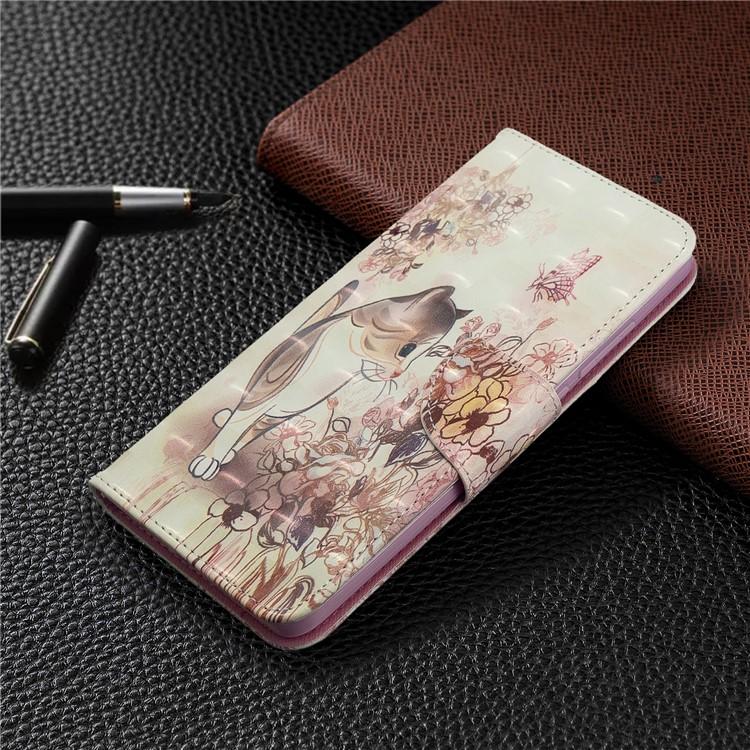 Pattern Printing Light Spot Decor Leather Case Stand Wallet Cover for Xiaomi Redmi 8 - Cat and Flowers-7