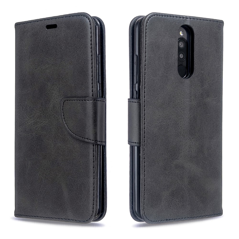PU Leather Wallet Stand Shell Case for Xiaomi Redmi 8 - Black-4