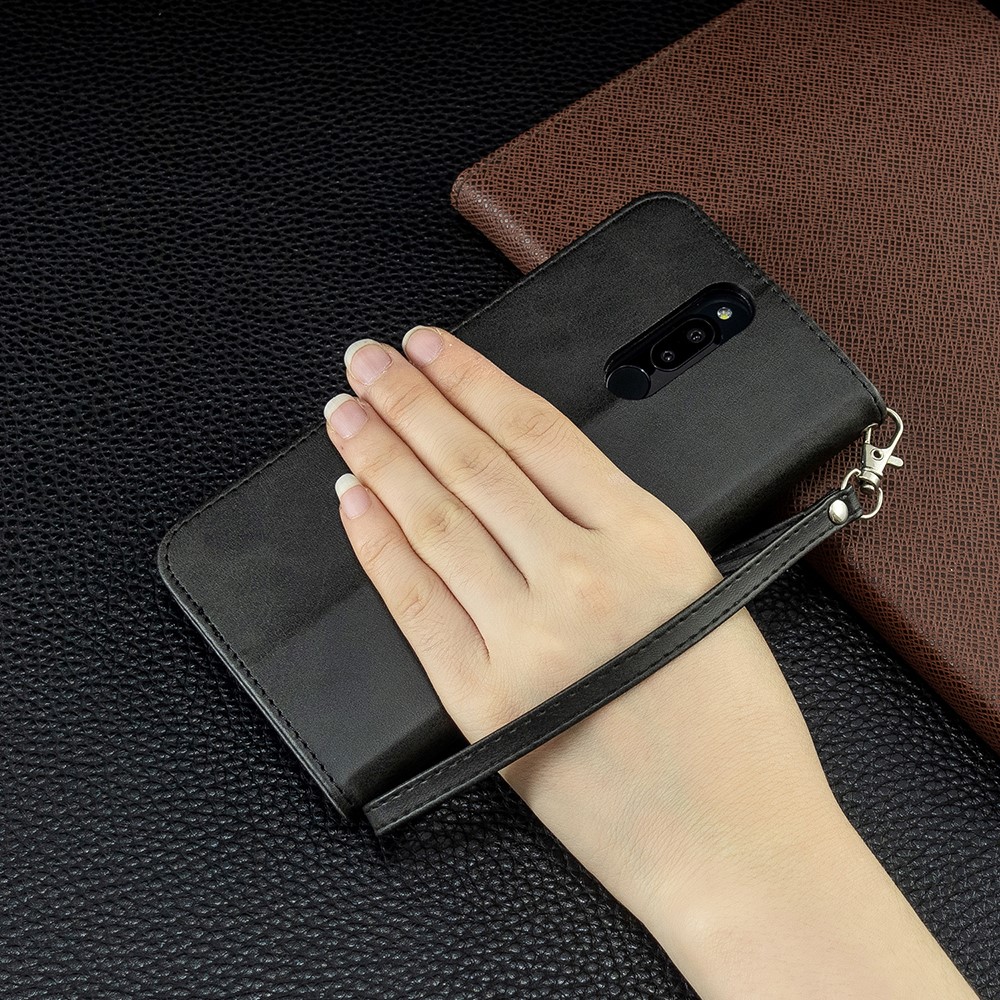 PU Leather Wallet Stand Shell Case for Xiaomi Redmi 8 - Black-9