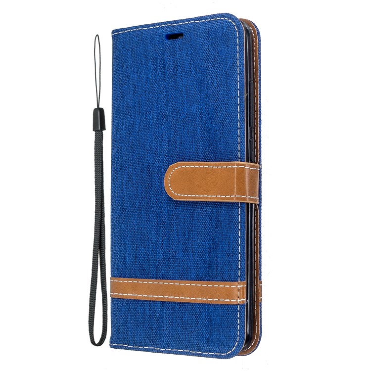 Farbe Splicing Jeans Tuch Haut Einzigartiger Fall Für Xiaomi Redmi 8 - Baby Blau-2