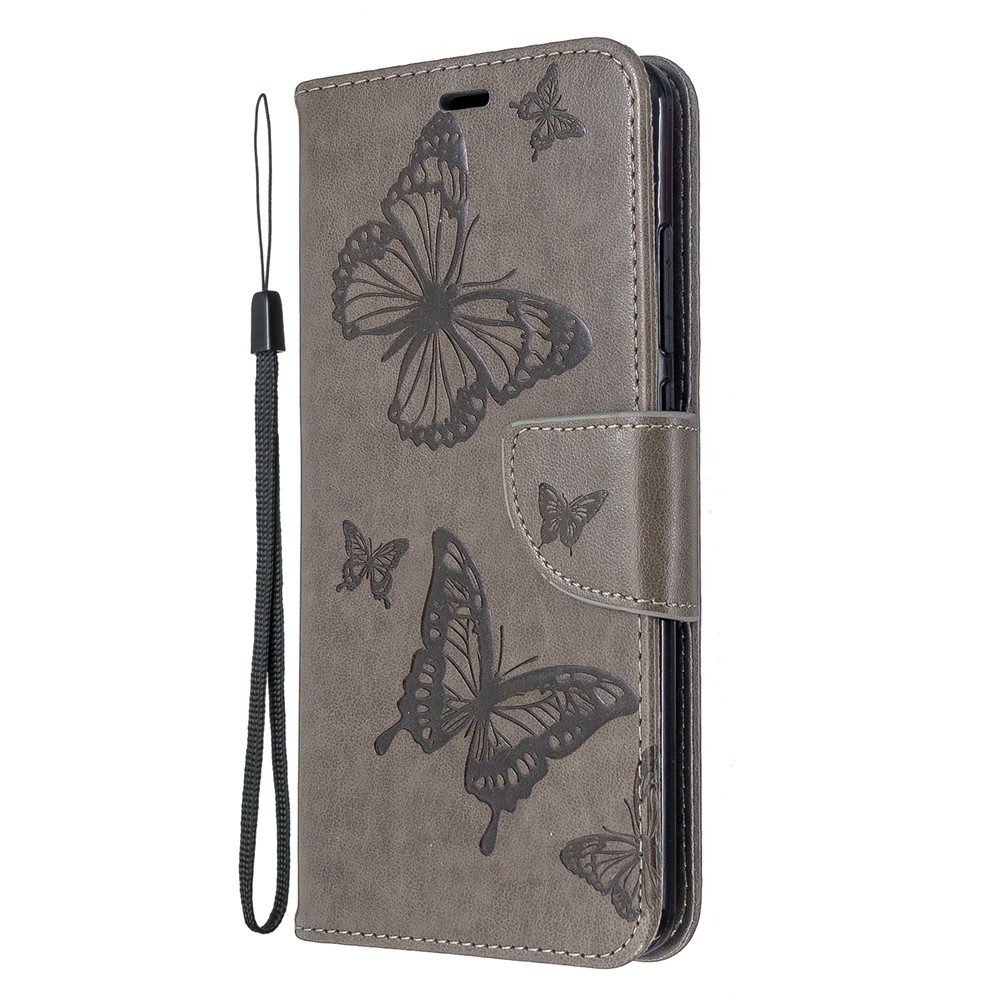 Imprint Butterfly PU Leather Wallet Case for Xiaomi Redmi 8 - Grey-2
