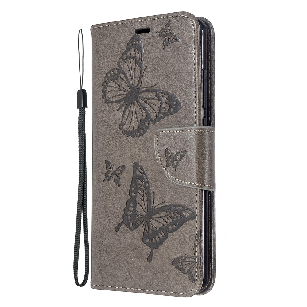 Empreinte Butterfly PU le Cuir Portefeuille Pour Xiaomi Redmi 8 - Gris-2