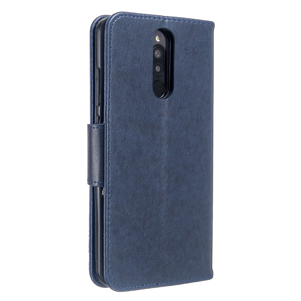 Imprint Butterfly PU Leather Wallet Case for Xiaomi Redmi 8 - Blue-3