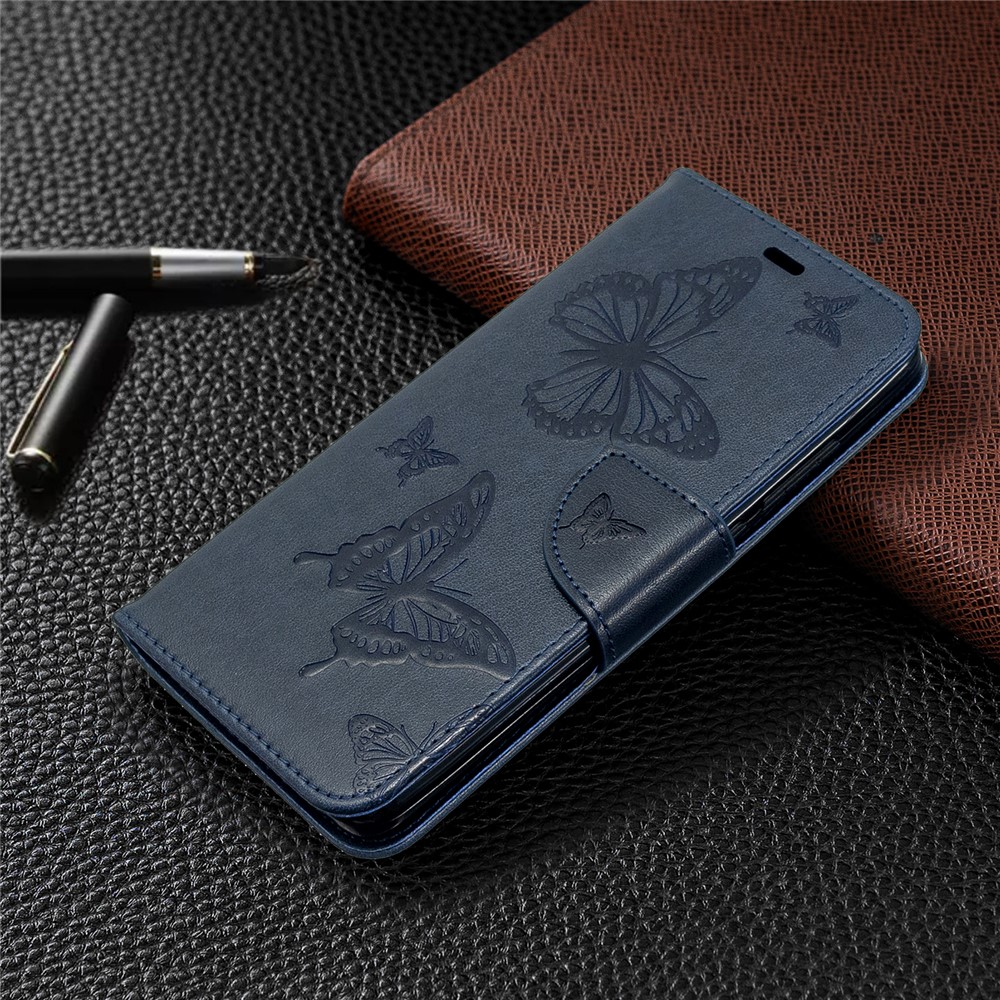 Imprint Butterfly PU Leather Wallet Case for Xiaomi Redmi 8 - Blue-7