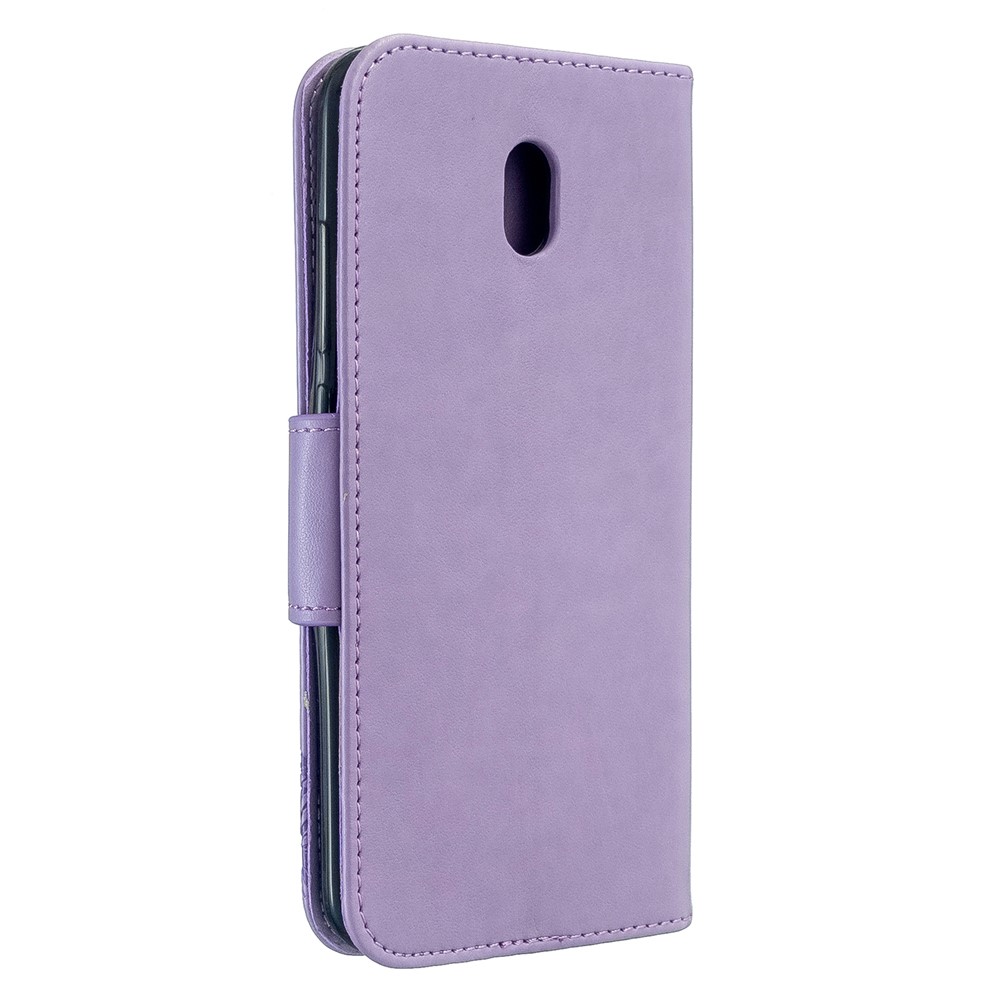 Imprint Butterfly Leather Wallet Stand Case for Xiaomi Redmi 8A - Purple-3