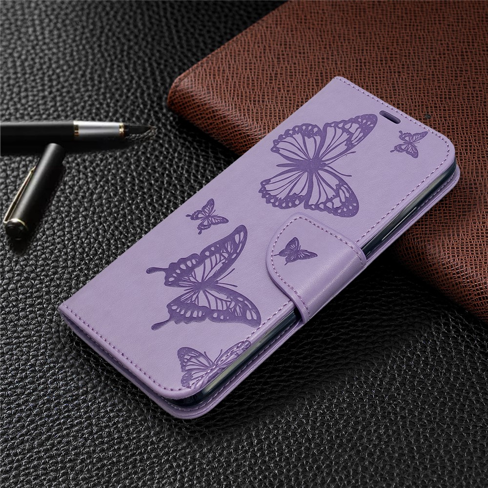 Imprint Butterfly Leather Wallet Stand Case for Xiaomi Redmi 8A - Purple-7