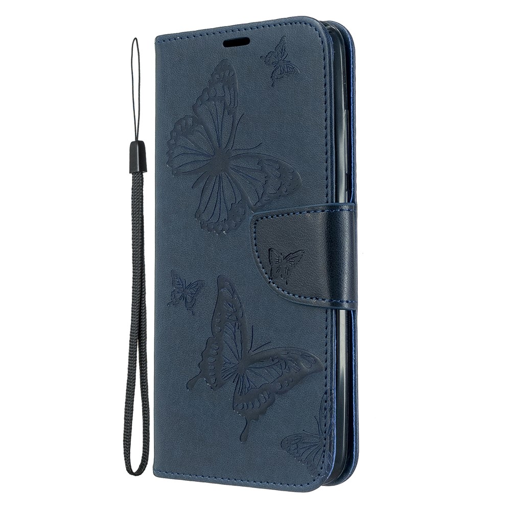 Caso Del Basamento Del Portafoglio Di Pelle Farfalla Impronta Per Xiaomi Redmi 8A - Blu-2