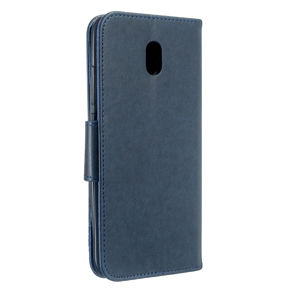 Caso Del Basamento Del Portafoglio Di Pelle Farfalla Impronta Per Xiaomi Redmi 8A - Blu-3