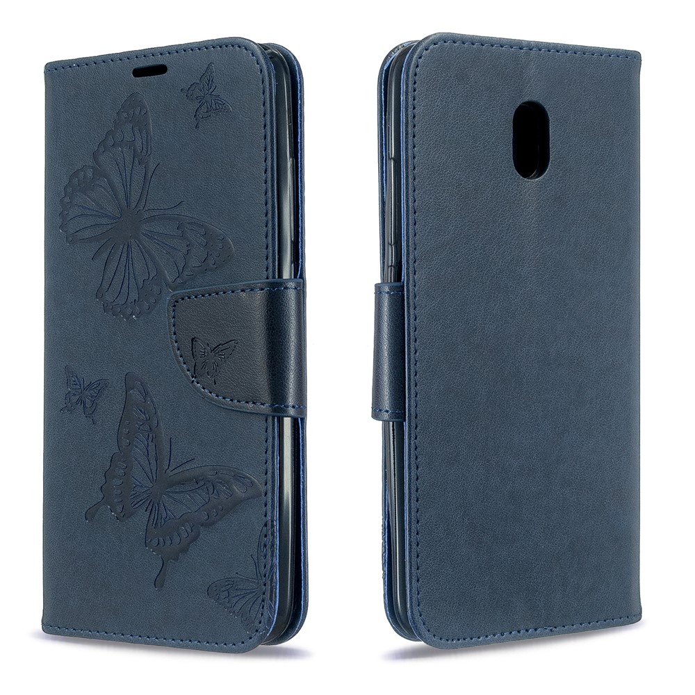 Caso Del Basamento Del Portafoglio Di Pelle Farfalla Impronta Per Xiaomi Redmi 8A - Blu-4