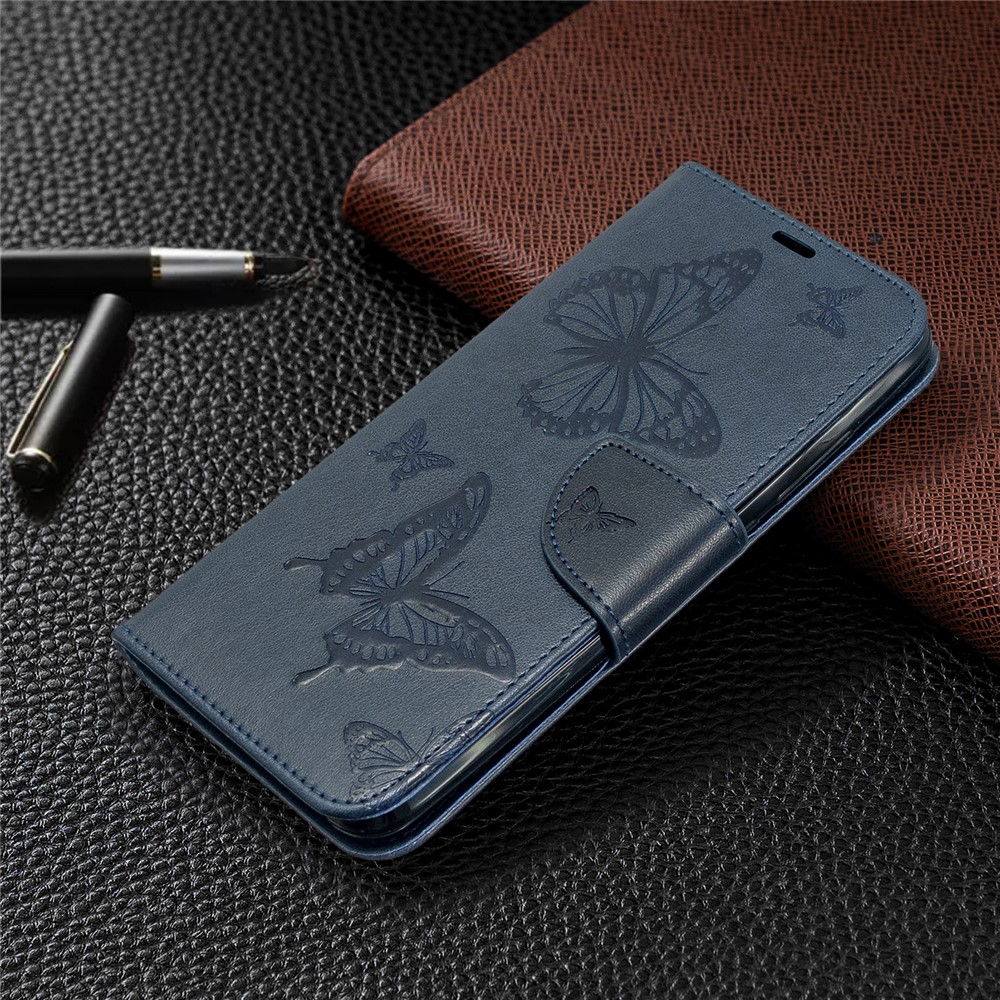 Caso Del Basamento Del Portafoglio Di Pelle Farfalla Impronta Per Xiaomi Redmi 8A - Blu-7