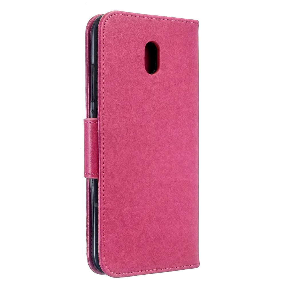 Imprint Butterfly Leather Wallet Stand Case for Xiaomi Redmi 8A - Rose-3
