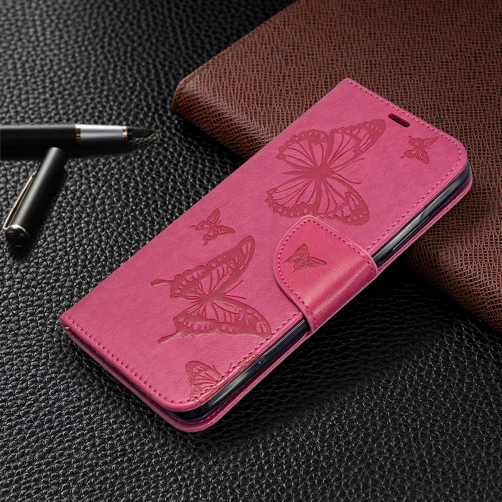 Imprint Butterfly Leather Wallet Stand Case for Xiaomi Redmi 8A - Rose-7