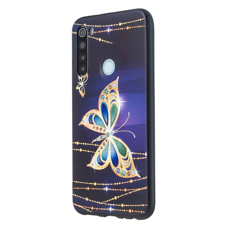 Embossment Modellato Cassa Del Telefono TPU Per Xiaomi Redmi Nota 8 - Diamante Farfalla-2