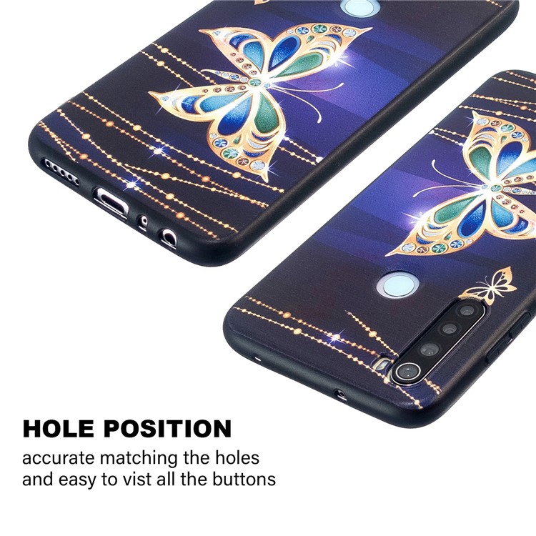 Embossment Modellato Cassa Del Telefono TPU Per Xiaomi Redmi Nota 8 - Diamante Farfalla-4
