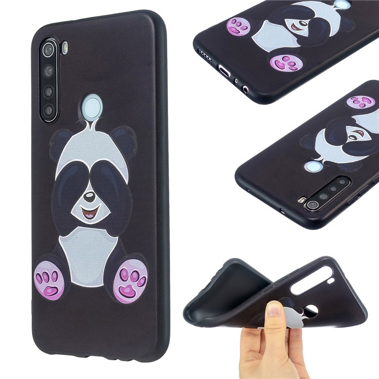 Bosselage Modelée Cas De Téléphone TPU Pour Xiaomi Redmi Note 8 - Panda Mignon-1