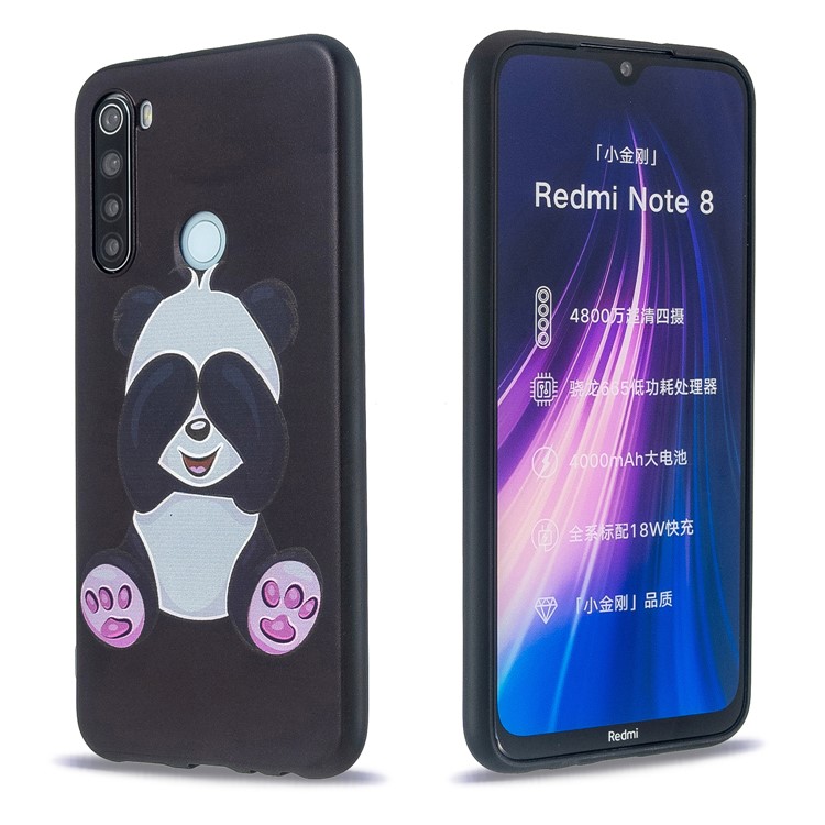 Bosselage Modelée Cas De Téléphone TPU Pour Xiaomi Redmi Note 8 - Panda Mignon-3