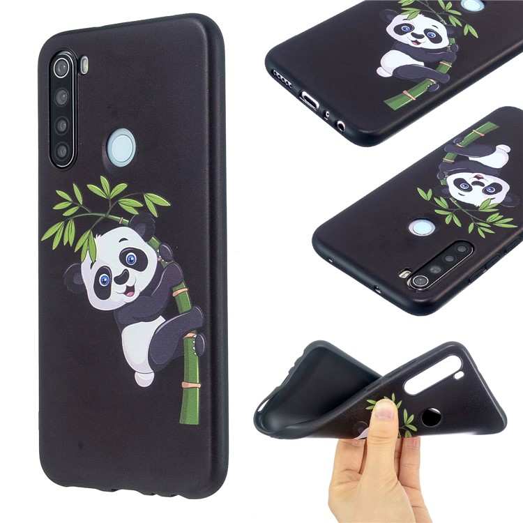Embossment Modellato Cassa Del Telefono TPU Per Xiaomi Redmi Nota 8 - Arrampicata Panda Sul Bambù-1