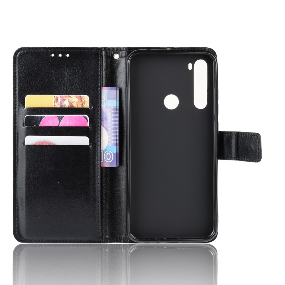 Crazy Horse Surface Skin Leather Wallet Case for Xiaomi Redmi Note 8T - Black-5