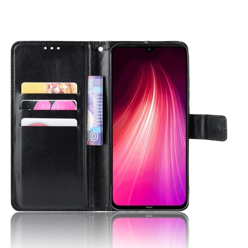 Crazy Horse Surface Skin Leather Wallet Case for Xiaomi Redmi Note 8T - Black-6