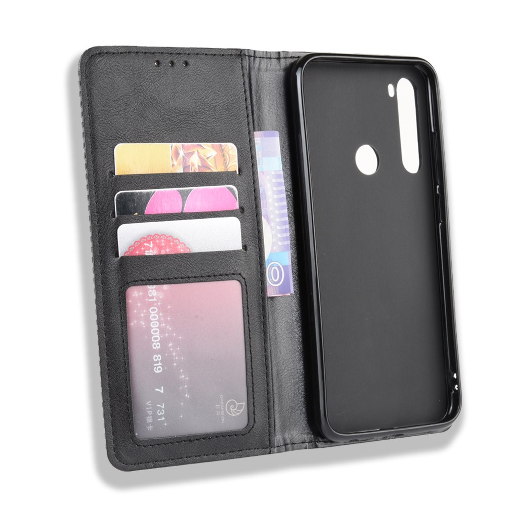 Cubierta Retro de Cuero de Cuero Absorbido Automáticamente Para Xiaomi Redmi Note 8T - Negro