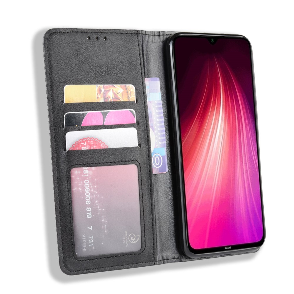 Retro Auto-absorbed Leather Cover Cover Для Xiaomi Redmi Note 8t - Черный