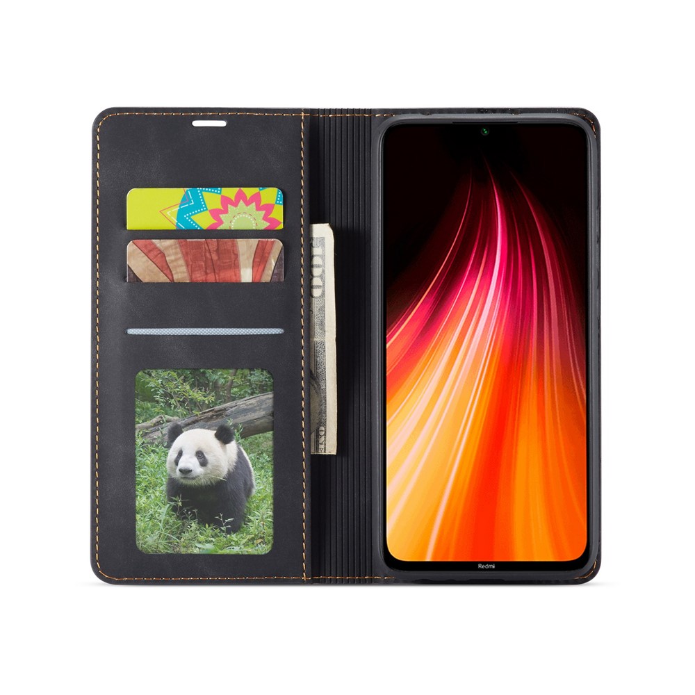 FORWENW Fantasy Series Auto-absorbed Silky Touch Leather Stand Case for Xiaomi Redmi Note 8 - Black-4