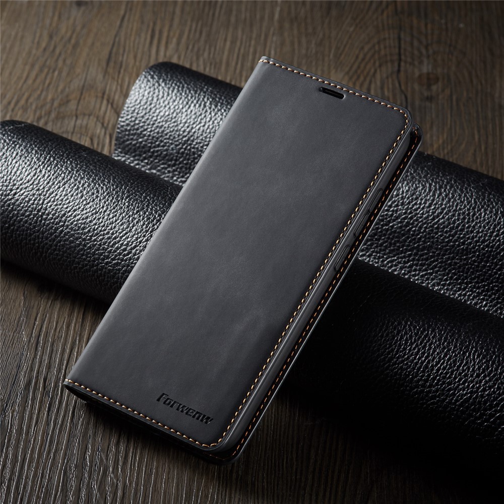 FORWENW Fantasy Series Auto-absorbed Silky Touch Leather Stand Case for Xiaomi Redmi Note 8 - Black-7