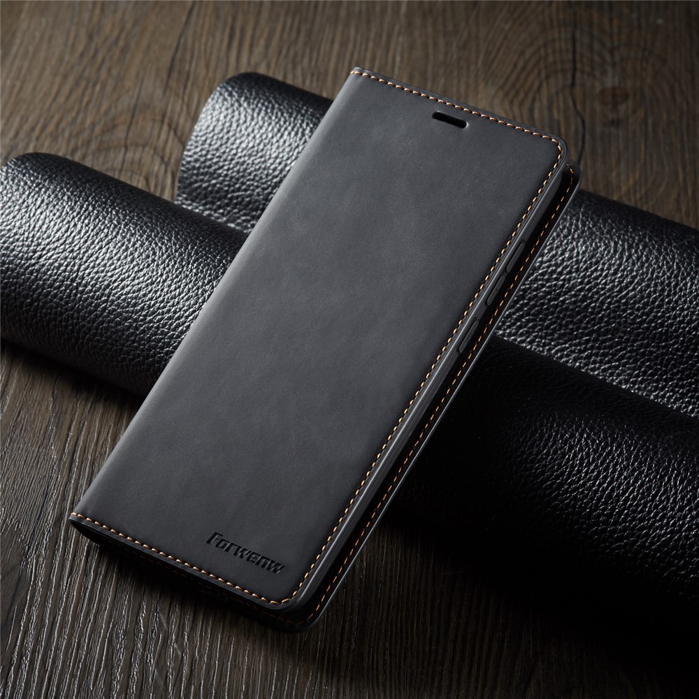 FORWENW Fantasy Series Auto-absorbed Silky Touch Leather Case for Xiaomi Redmi Note 8 Pro - Black-7