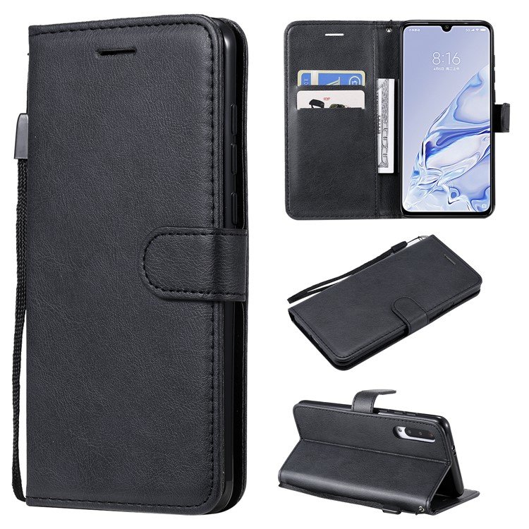 Cell Phone Leather Wallet Stand Case for Xiaomi Mi 9 Pro 5G - Black-1