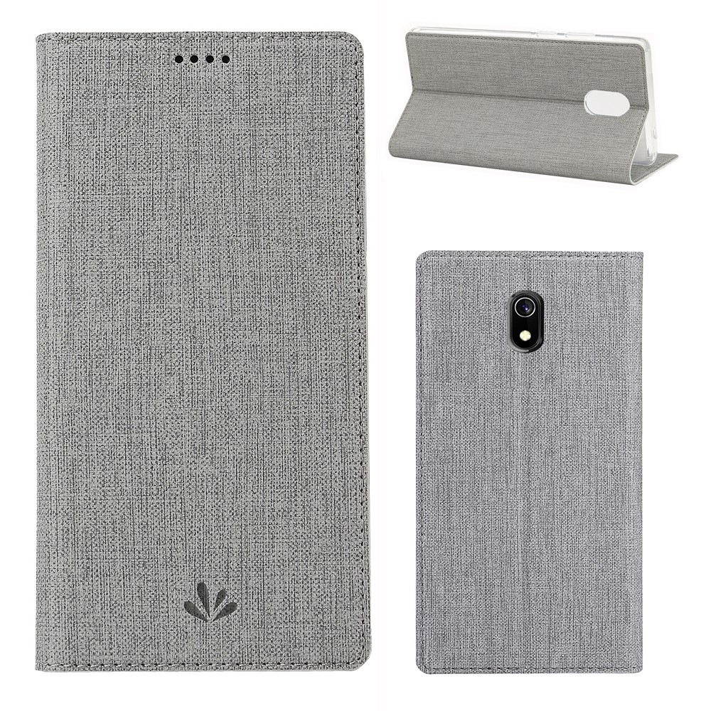 VILI DMX Cross Texture Card Holder Leather Mobile Case for Xiaomi Redmi 8A - Grey-1