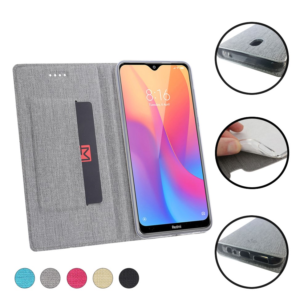 Vili DMX Corta de Textura Cruzada Case Móvil de Cuero Para Xiaomi Redmi 8a - Gris-3