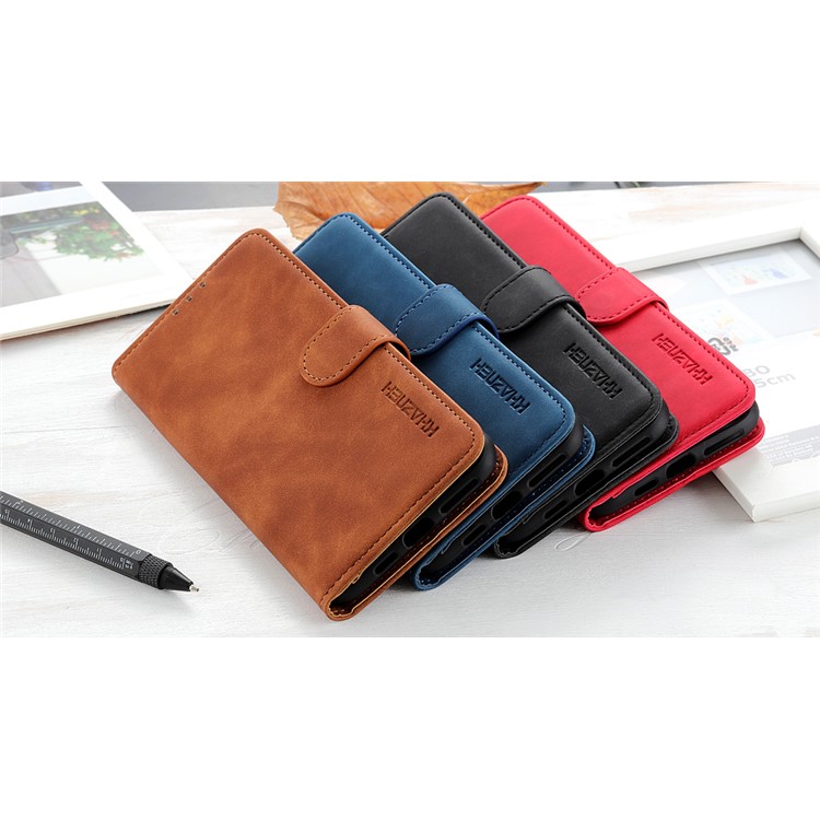 KHAZNEH Vintage Style Leather Wallet Case for Xiaomi Redmi 8 - Black-11