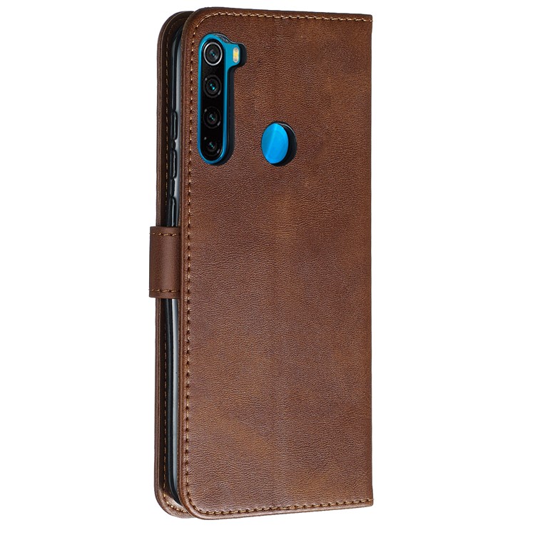 Zipper Pocket Leather Wallet Stand Case for Xiaomi Redmi Note 8 - Brown-5