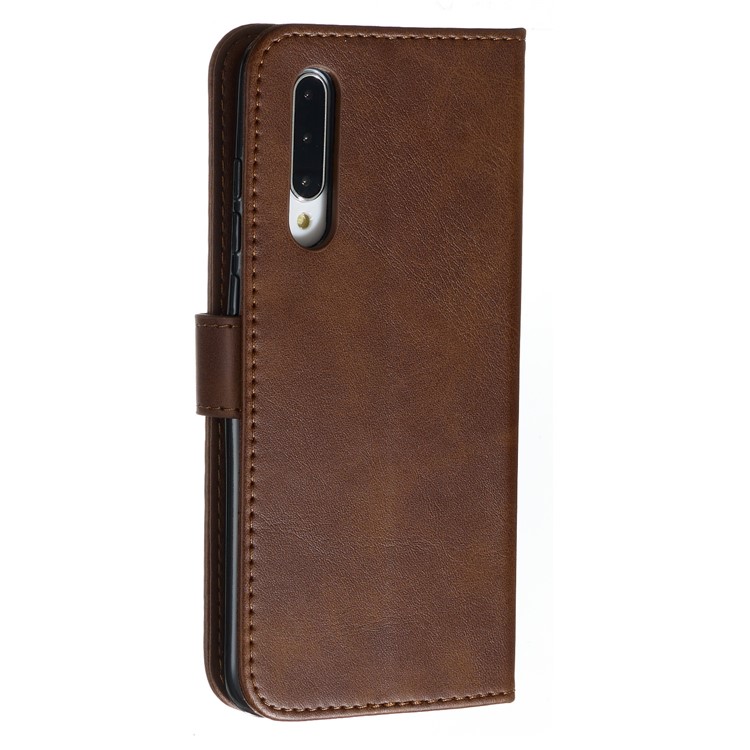 Zipper Pocket PU Leather Wallet Case Stand Phone Cover for Xiaomi Mi CC9/Mi A3 Lite - Brown-8