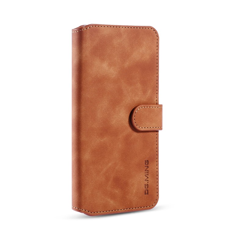 Dg. Ming Retro Style Wallet en Cuir Support de Protection Téléphone Pour Xiaomi Mi Note 10 / Note 10 Pro - Brun