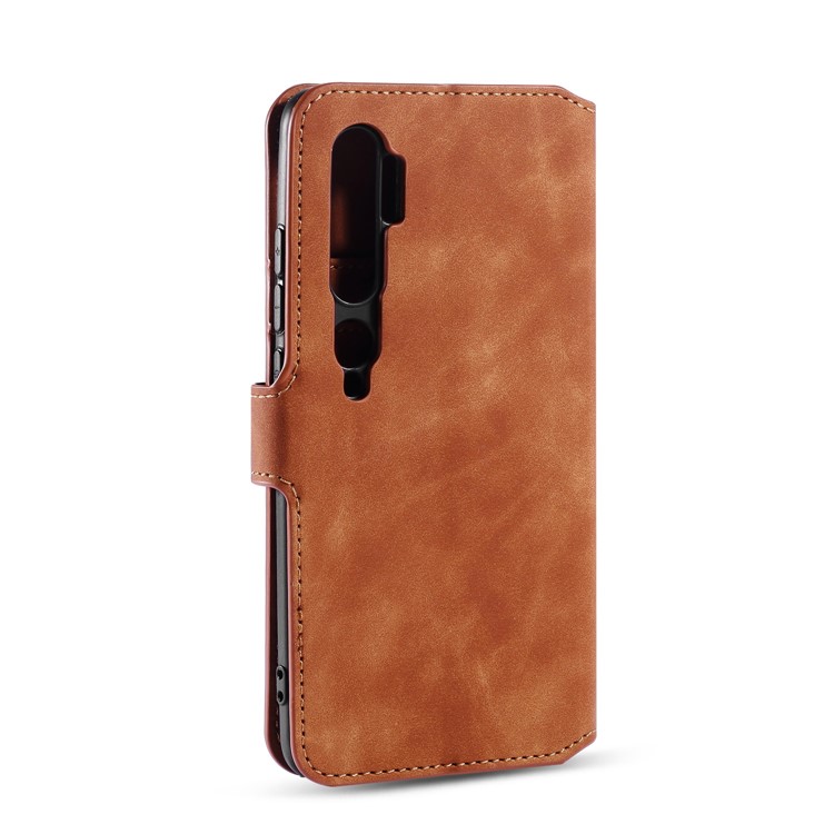 Dg. Ming Retro Style Wallet en Cuir Support de Protection Téléphone Pour Xiaomi Mi Note 10 / Note 10 Pro - Brun