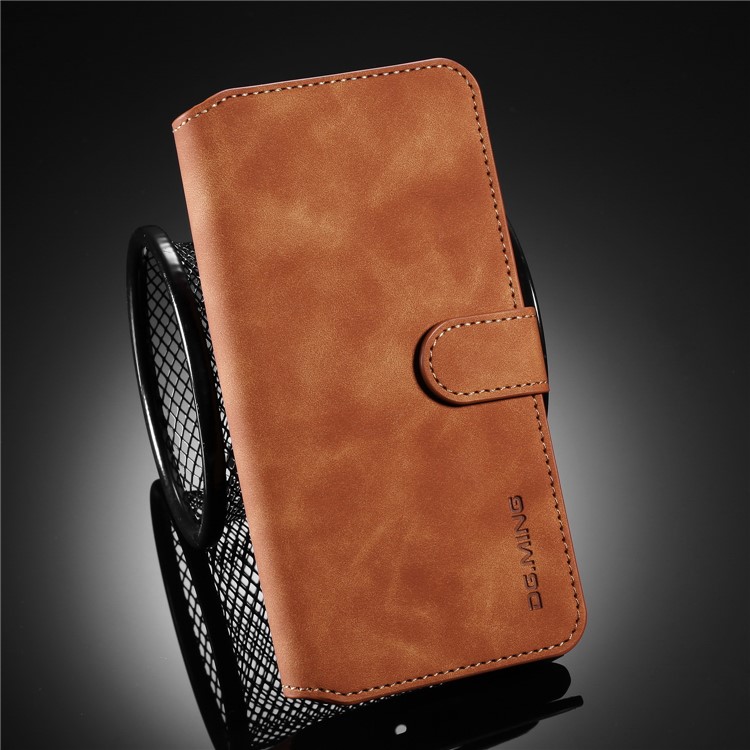 DG.MING Retro Style Wallet Leather Stand Protection Phone Case for Xiaomi Mi Note 10/Note 10 Pro - Brown-8