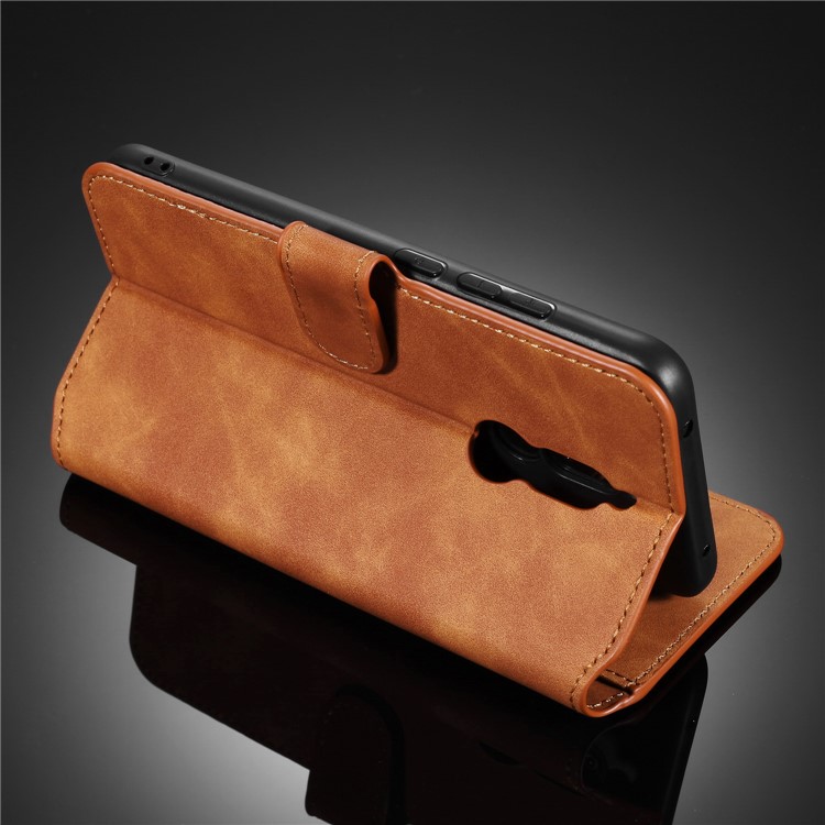 DG.MING Retro Leather Stand Case for Xiaomi Redmi 8 - Brown-12