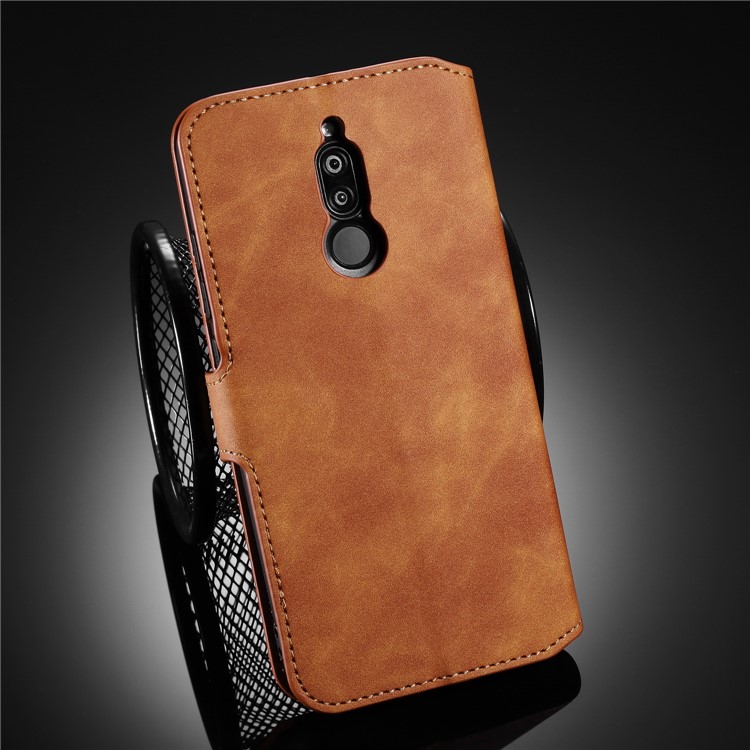 DG.MING Retro Leather Stand Case for Xiaomi Redmi 8 - Brown-14