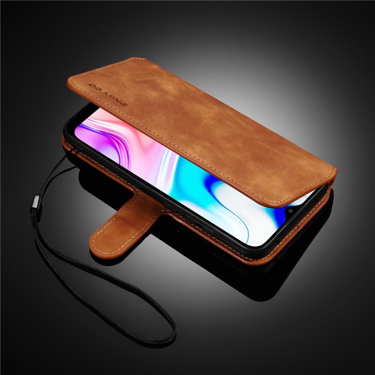 DG.MING Retro Leather Stand Case for Xiaomi Redmi 8 - Brown-9