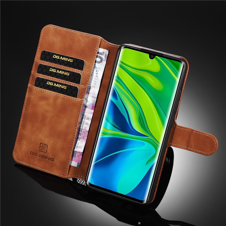 DG.MING Retro Leather Case for Xiaomi Mi Note 10/CC9 Pro - Brown-10