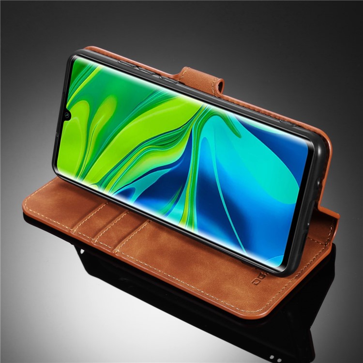 DG.MING Retro Leather Case for Xiaomi Mi Note 10/CC9 Pro - Brown-13