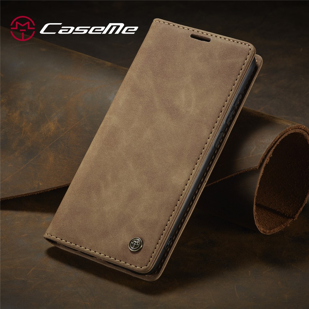 CASEME 013 Series Auto-absorbed Leather Wallet Stand Case Phone Shell for Xiaomi Redmi Note 8 Pro - Brown-17