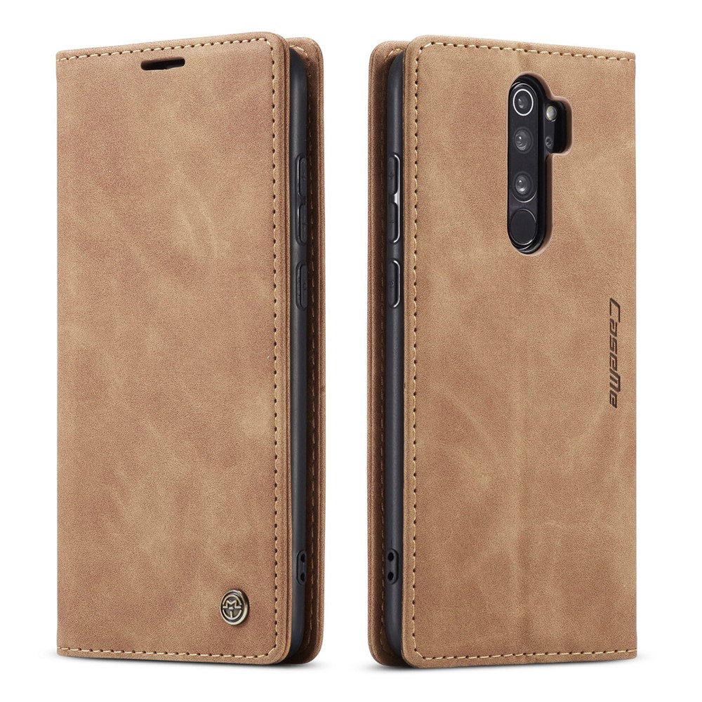 CASEME 013 Series Auto-absorbed Leather Wallet Stand Case Phone Shell for Xiaomi Redmi Note 8 Pro - Brown-2