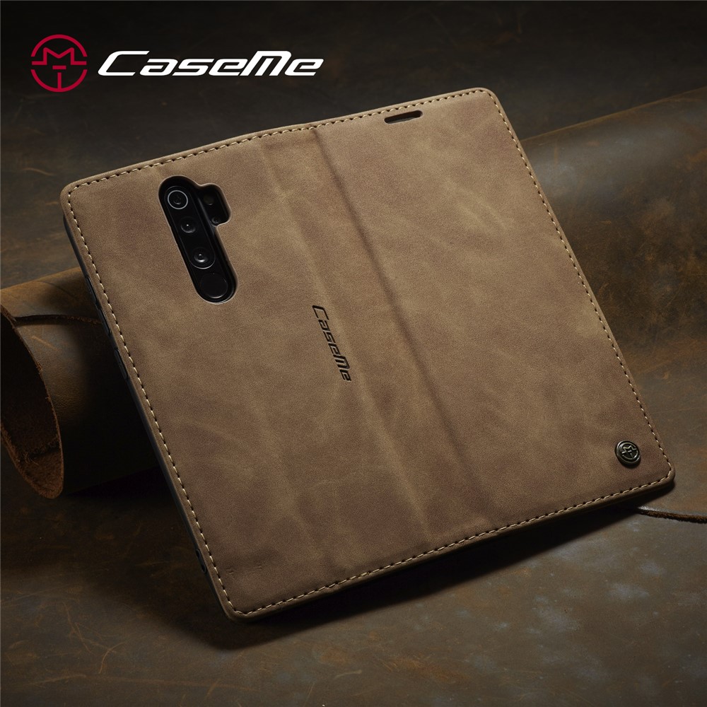 CASEME 013 Series Auto-absorbed Leather Wallet Stand Case Phone Shell for Xiaomi Redmi Note 8 Pro - Brown-20